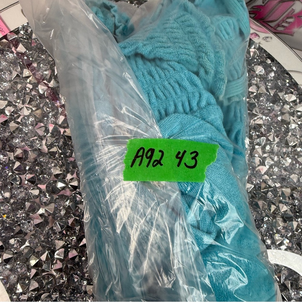 Dress terry cloth ruffle hem tie up back Smocked Waist Turquoise Tube Skirt - Picture 10 of 10